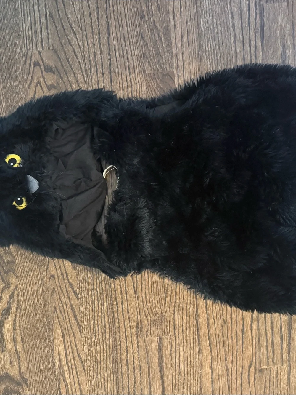 Pottery Barn Kids Black Fuzzy Cat Costume with Hood and Tail
